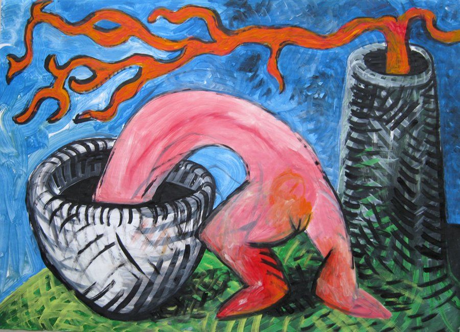 Acry auf Papier, Sabine Mai 1989