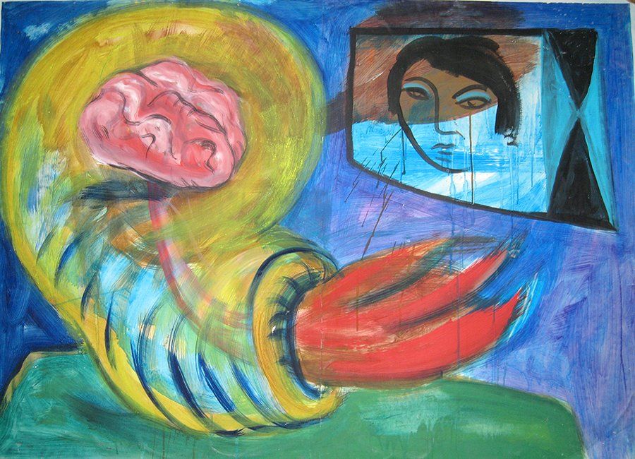 Acry auf Papier, Sabine Mai 1989