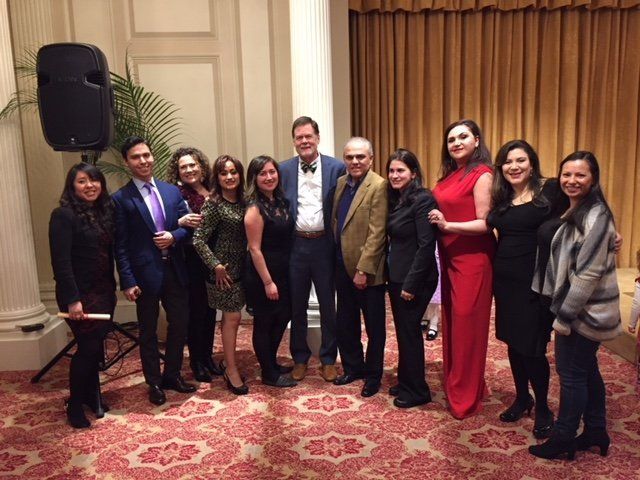 Dr. O’Laughlin celebrates with his Boston University students after the completion of their studies.
