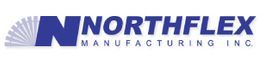 Logo of Northflex Manufacturing Inc. in blue and white. A blue