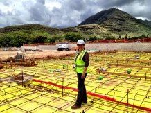 Isaiah Jiminez of Mr. T's Pest Control installs Termimesh to cluster of pens at this Wailupe Circle future residential home being built by Armstrong Builders.