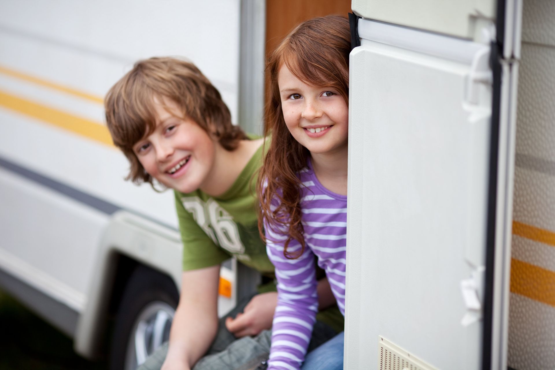 kids  in RV vehicle