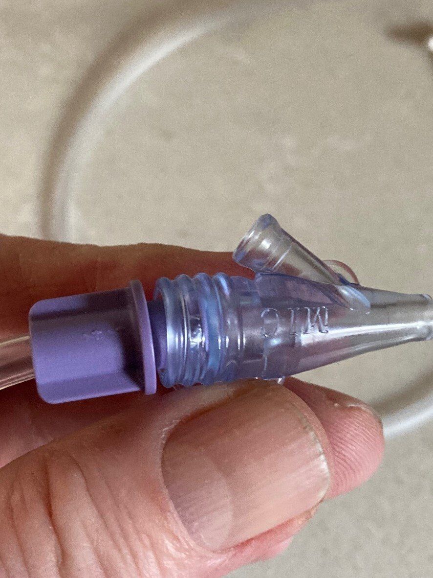 Enfit connector mistakenly pushed into a funnel opening