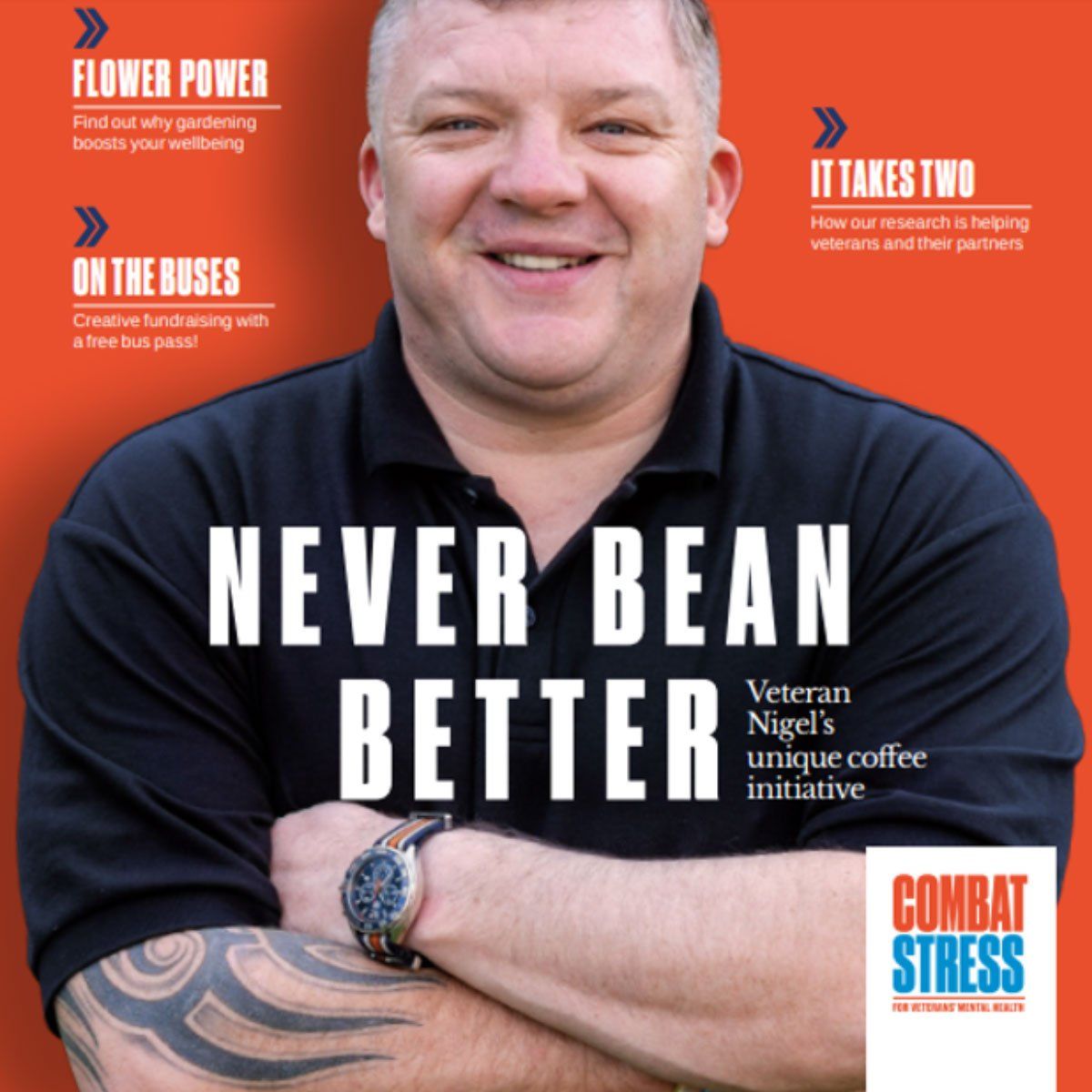 Magazine front cover for Combat Stress, a copywriting client.
