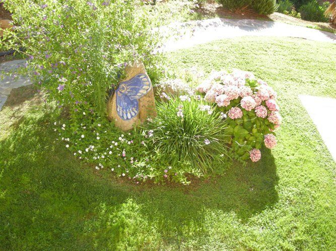Aiuola con fiori rosa