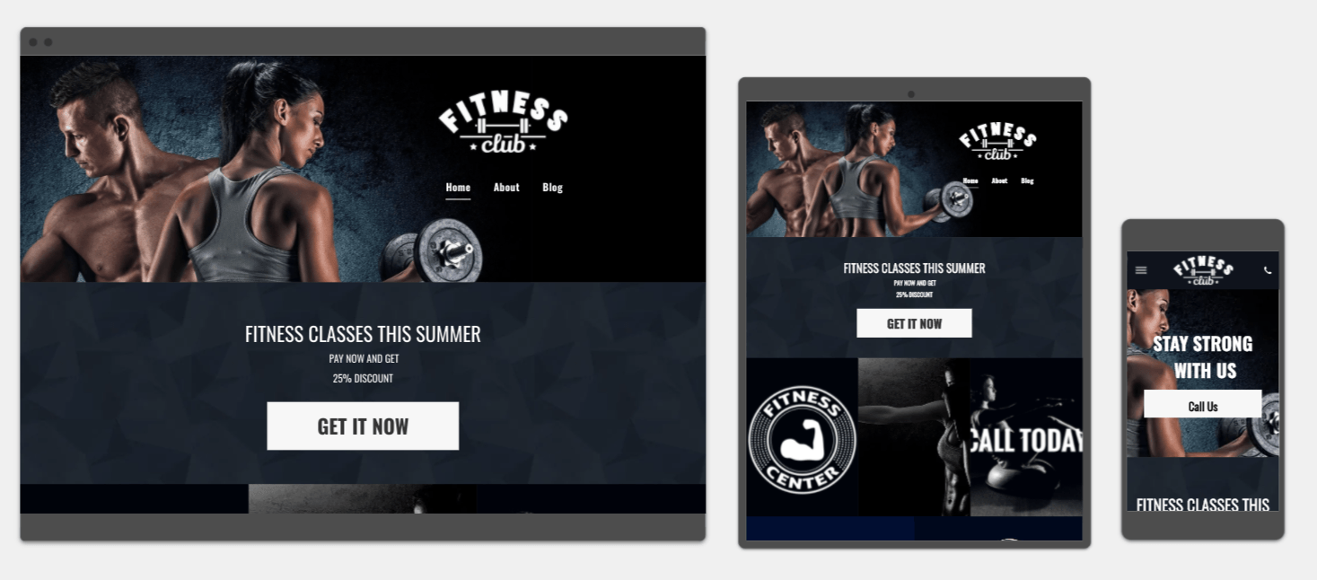 A screenshot of a website on a computer , tablet , and cell phone.
