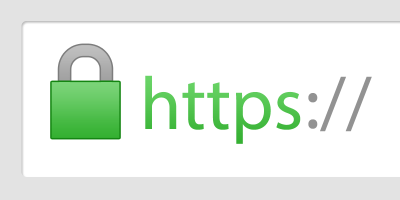 A green padlock with the words https written below it