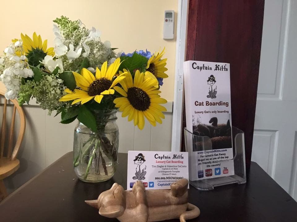 garden flowers on front desk / client reception area