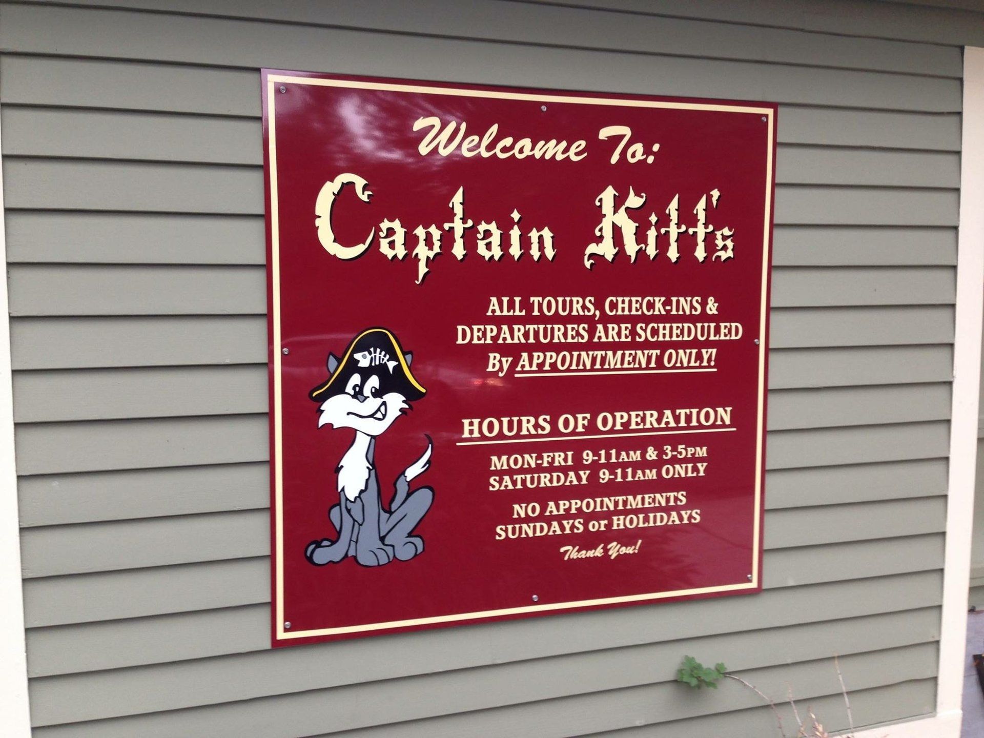 Sign in front of our office door