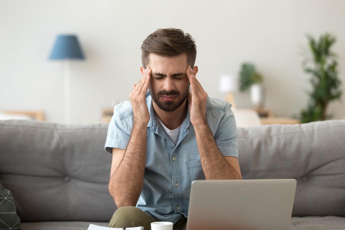 Man with Head Ache — Philadelphia, PA — Advance Physical Therapy Man with Head Ache — Philadelphia, PA — Advance Physical Therapy