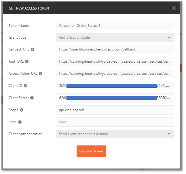 Postman Get New Access Token Parameters