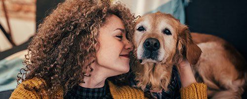 womman and dog
