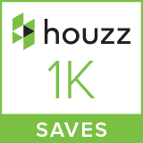 Houzz logo with “1K SAVES” in green and black on a white background.