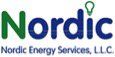The logo for nordic energy services llc is blue and green.