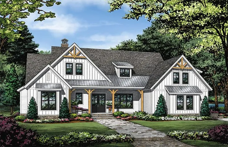 sketch of white modern farmhouse called the 