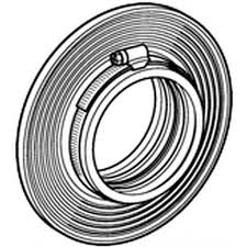 A black and white drawing of a hose clamp on a white background.