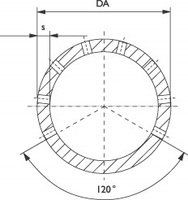 A black and white drawing of a circular object with measurements.
