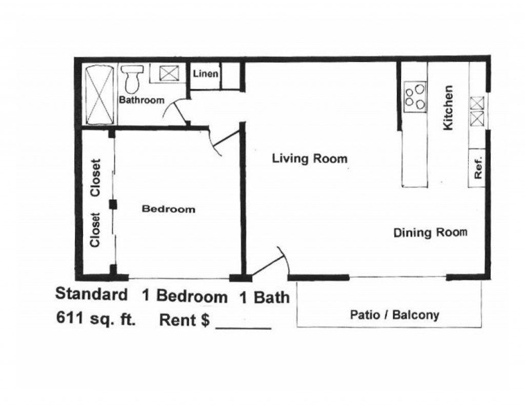 Casa Real Apartments Floor Plan 1 Bedroom Standard