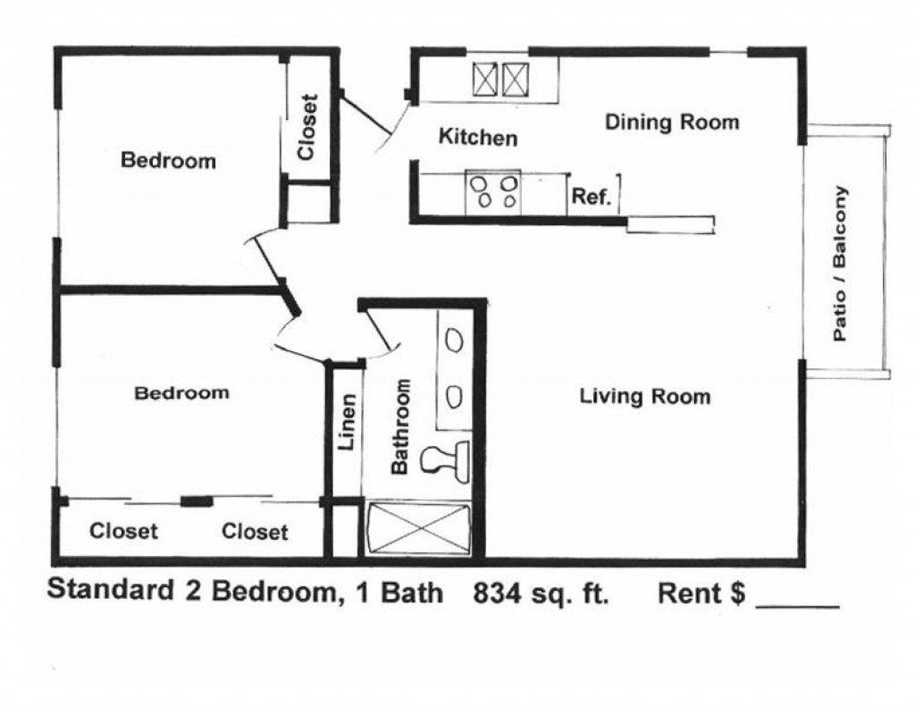 Casa Real Apartments Floor Plan 2 Bedroom Standard