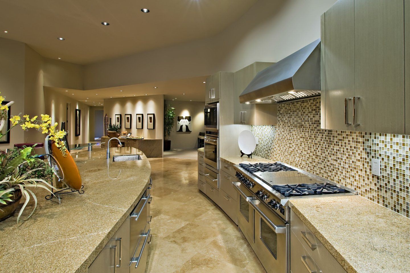 View of the ceramic tiling work done at the project site 