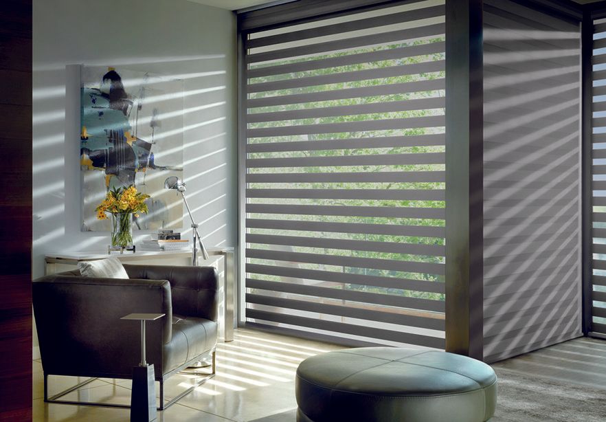 Roller & Screen Shades Near Houston, Texas (TX) Homes like Designer Banded Shades in Living Rooms