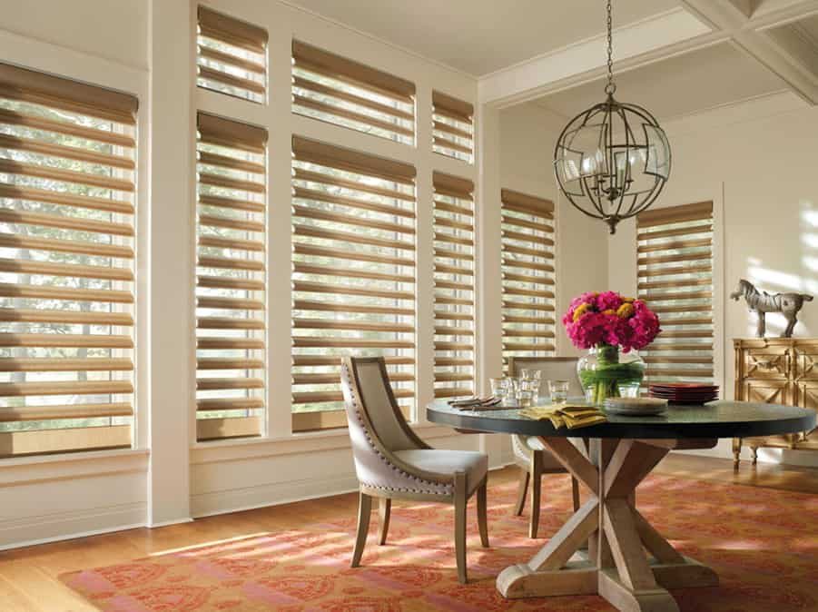 Custom Window Shadings & Sheers Near Houston, Texas (TX) like Pirouette Fabric Option for Dining Rooms