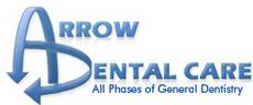 Logo for Arrow Dental Care, blue arrow circling