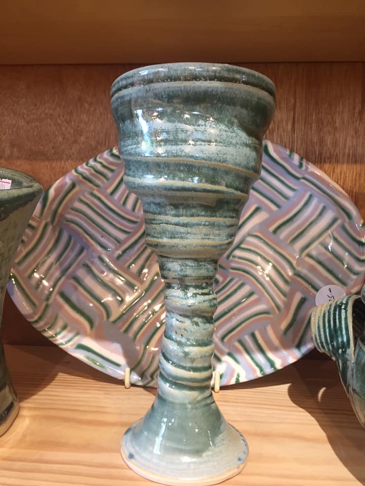 vase on shelf