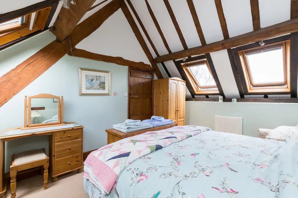 bed in bedroom in house