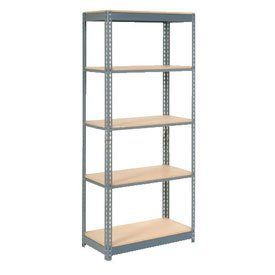A metal shelf with wooden shelves on a white background.