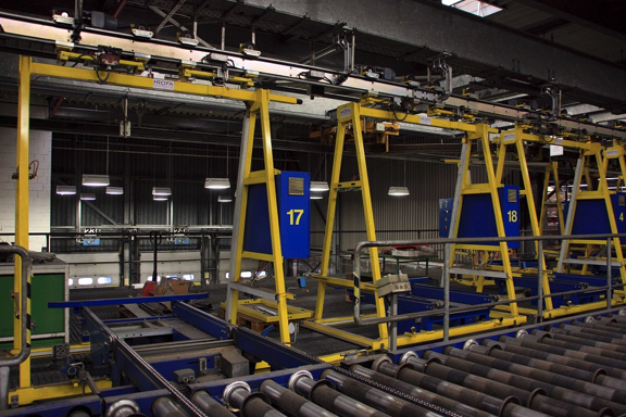 A conveyor belt with the number 17 on it
