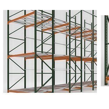 A 3d model of a warehouse rack with shelves