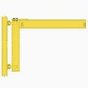 A picture of a yellow fence with a white background.