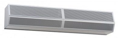 A white air curtain is sitting on a white surface.