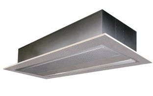 A stainless steel box with a light inside of it