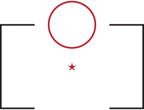Um círculo vermelho com uma estrela no meio.