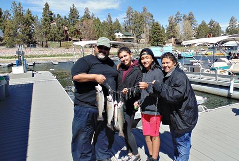 Mid week fishing has been great in Big Bear Lake for rainbow trout - boat rentals at Holloways Marina