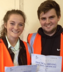 Happy newly qualified drivers
