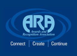 A blue logo for ara awards and recognition association