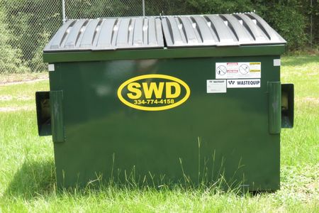 Container filled with construction waste
