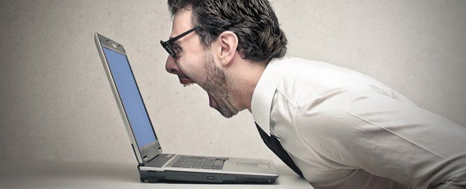 man shouting at sreen
