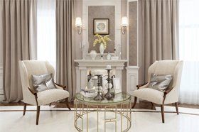 fancy room with tan curtains