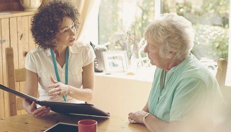 Two women talking
