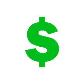A green dollar sign on a white background.