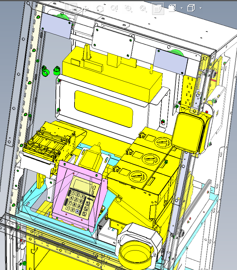 Illustrated mockup of the top of the interior of the Franklin payment kiosk