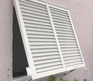 Hurricane Window Protection — Slightly Opened Shutter  in Corpus Christi, TX