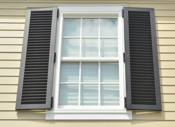 Aluminum and Power Coated Shutter — Grey Window Shutter  in Corpus Christian, TX