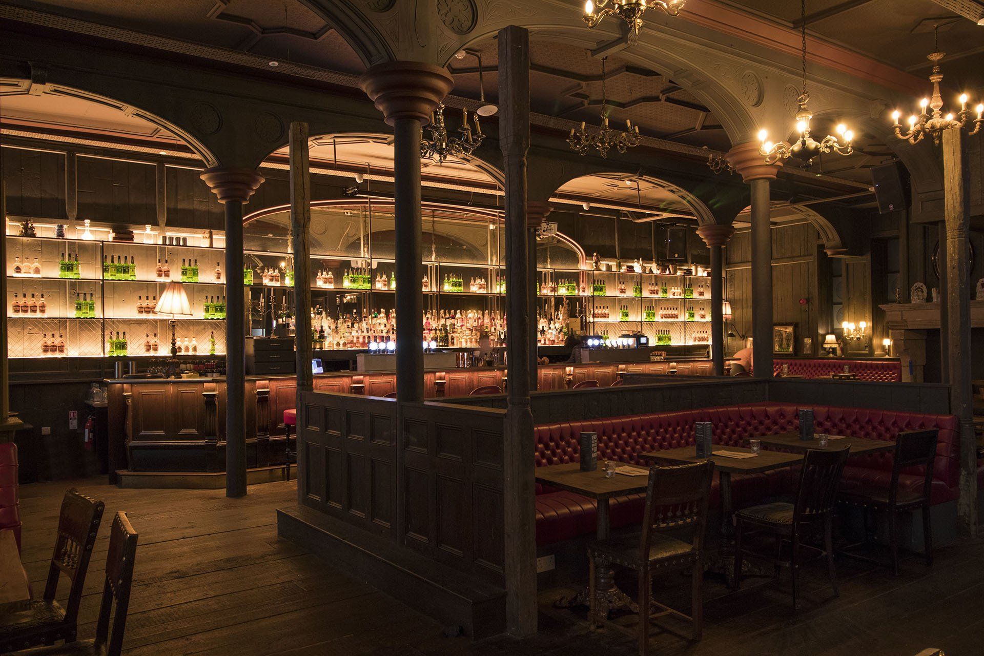 Henry’s bar, chairs and table and interior design