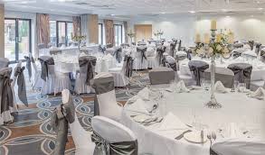 hotel's event area, with organised tables and chairs