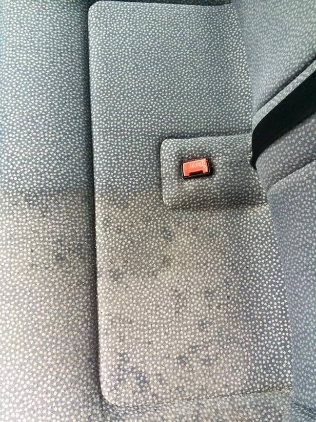 Stained car seat belt